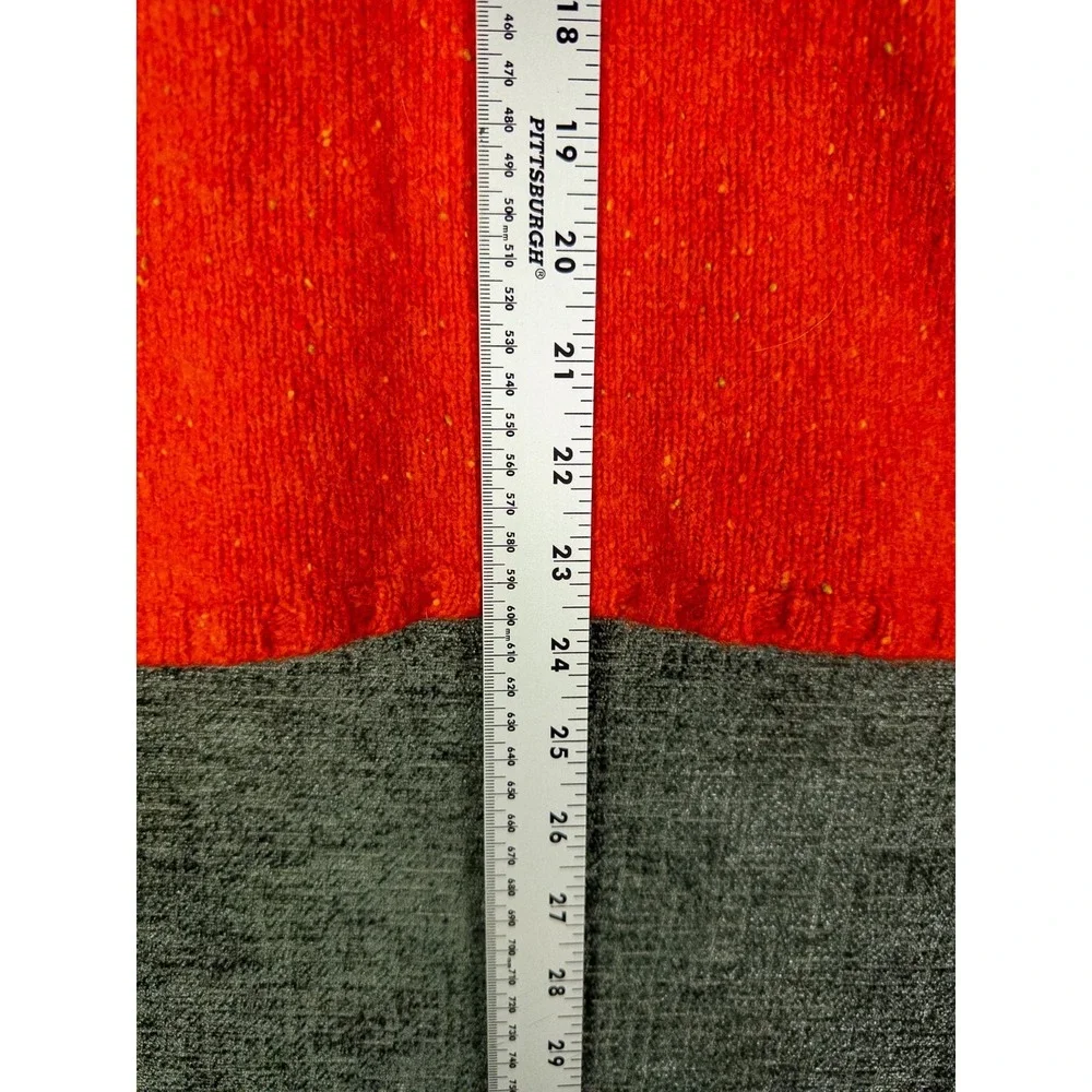 VTG‎ Eddie Bauer Sweater Womens M V Neck Orange Lambswool Aztec Southwestern